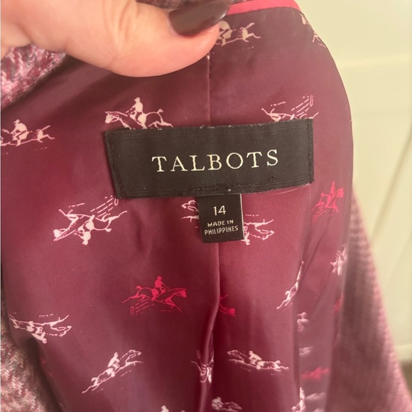 Talbots Pink Houndstooth Wool Laine Blend Blazer Size 14 - Picture 5 of 6